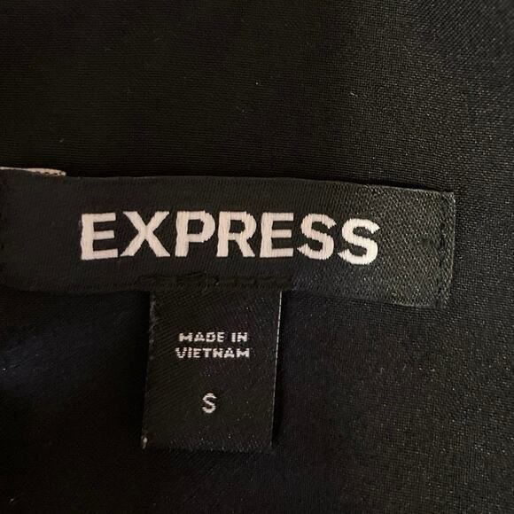 Express Multicolor Metallic Abstract Print Pleated Shoulder Ruffle Mini Dress S - Picture 5 of 6